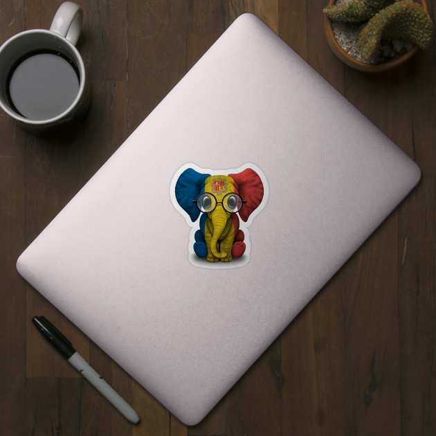 Baby Elephant with Glasses and Andorra Flag by jeffbartels